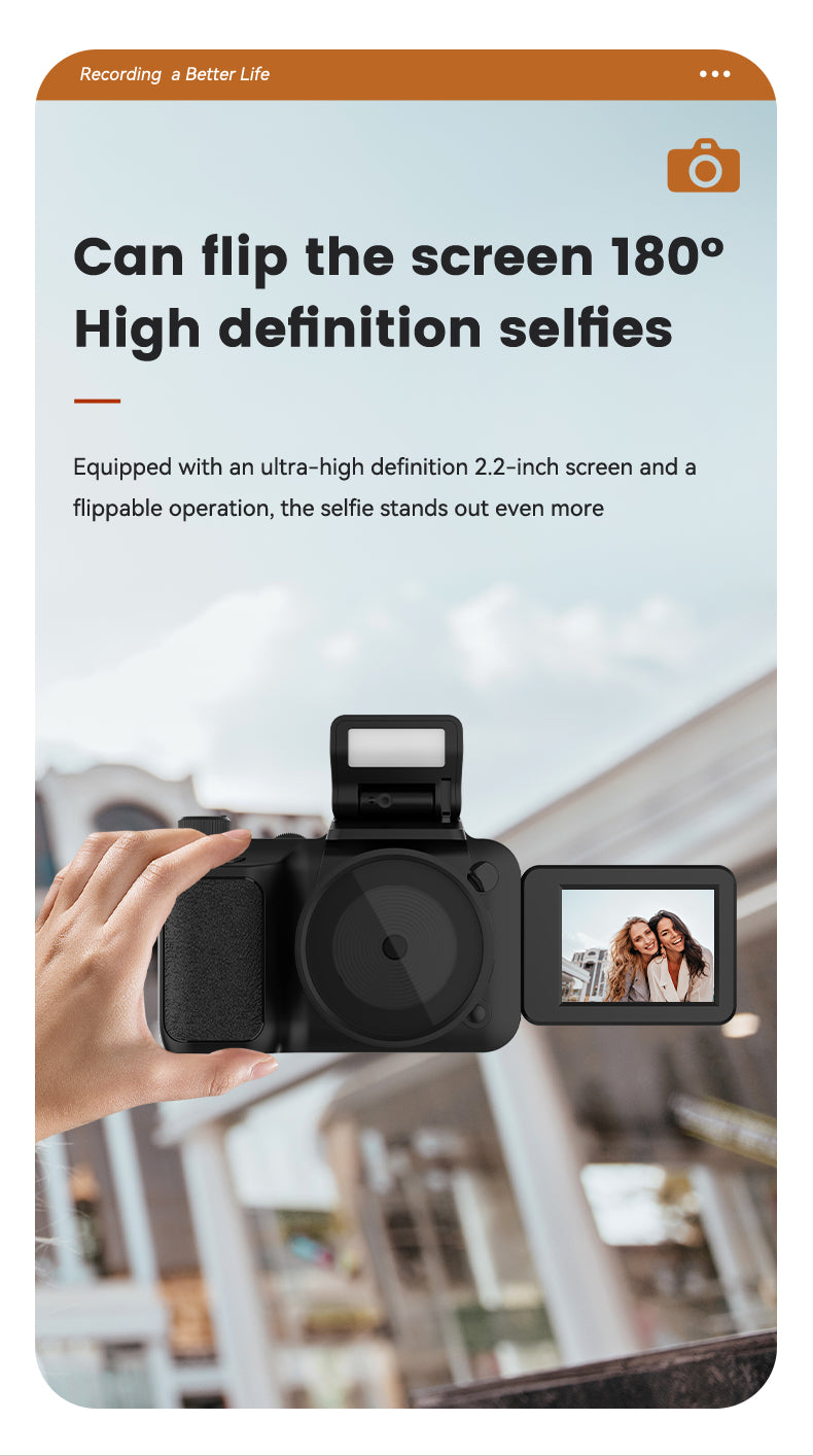 Mini 4K Digital Camera with Flip Screen β 48MP, 16X Zoom, Night Vision, and WiFi