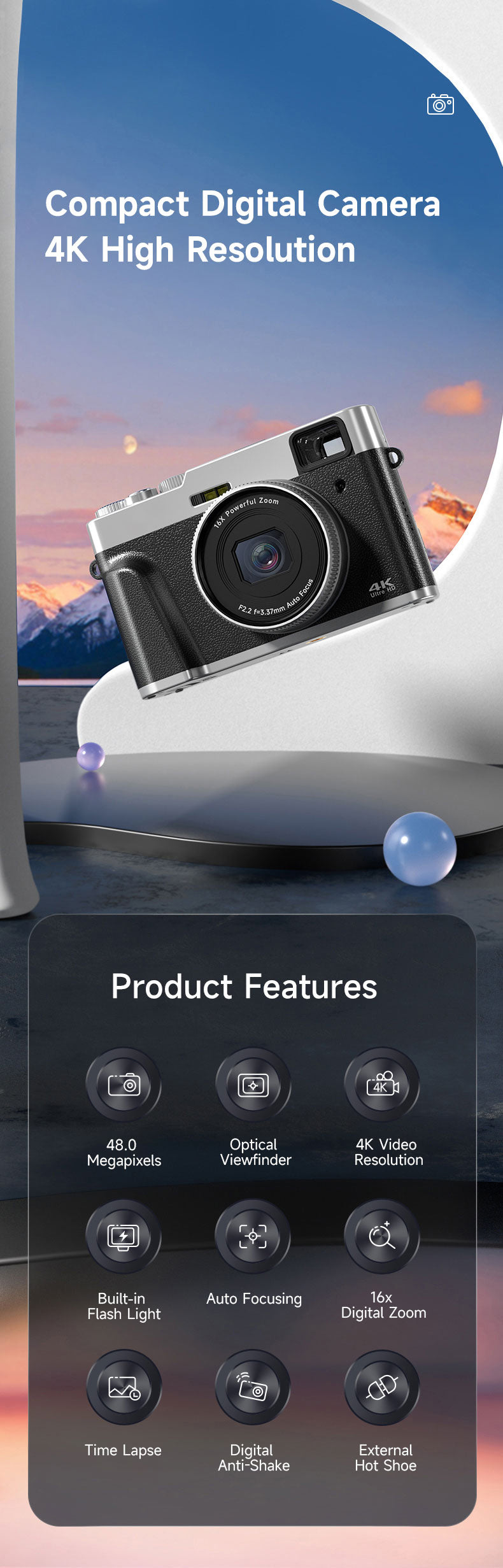 4K Digital Camera with Autofocus & 16X Zoom β Vlogging, Photography & HD Video Recording
