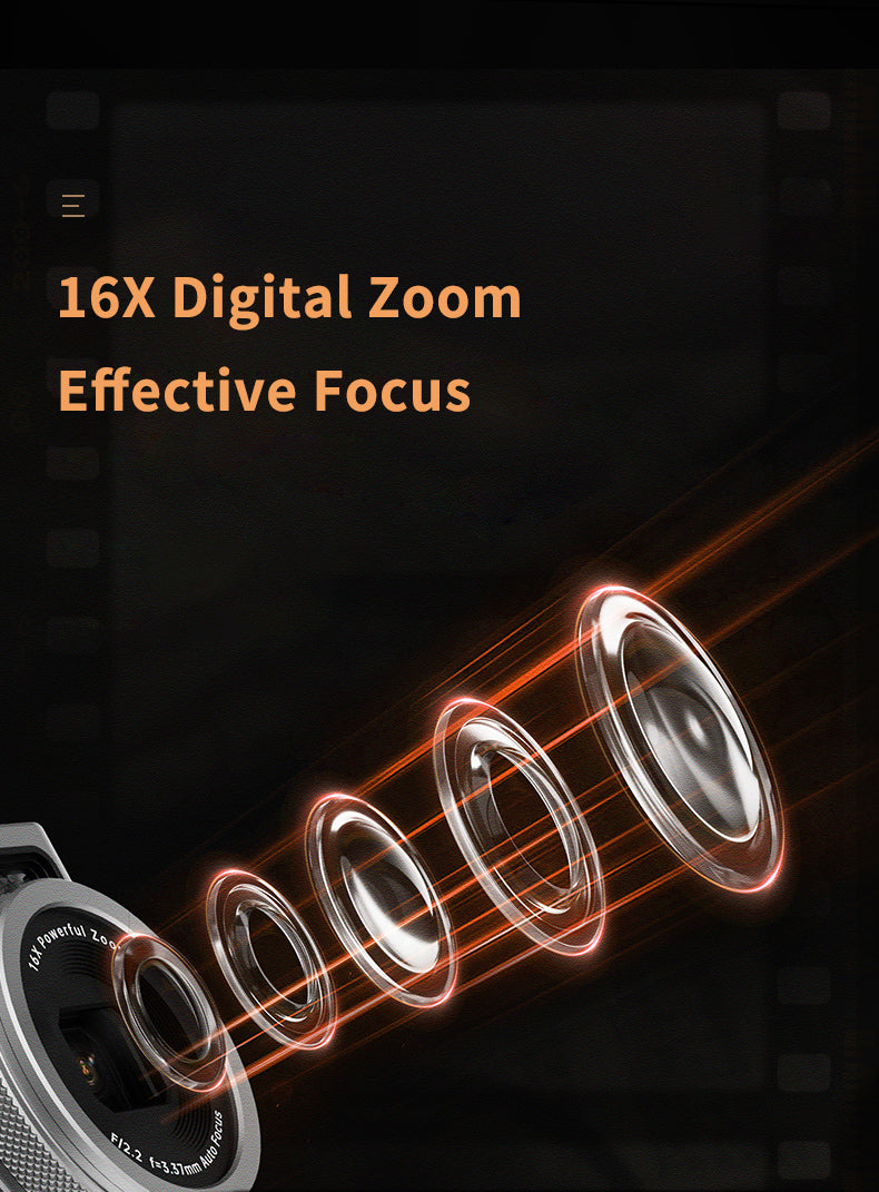 5K Dual Camera with Front Autofocus β 48MP, 16X Zoom, WiFi & Vlogging Ready