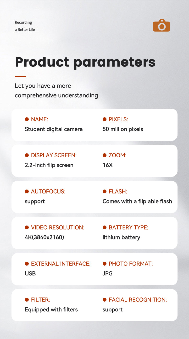 Mini 4K Digital Camera with Flip Screen β 48MP, 16X Zoom, Night Vision, and WiFi