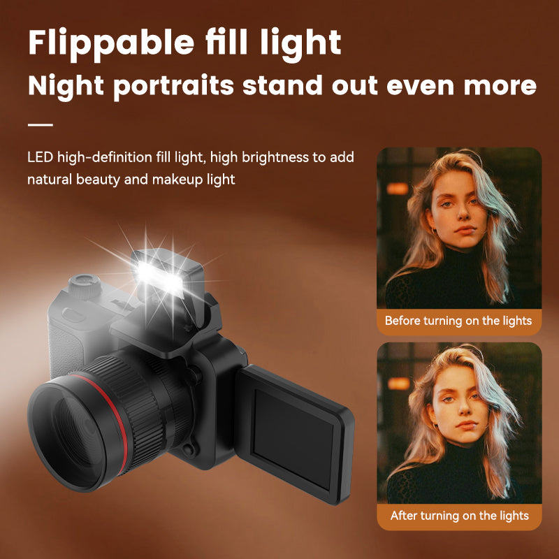 Mini 4K Digital Camera with Flip Screen β 48MP, 16X Zoom, Night Vision, and WiFi