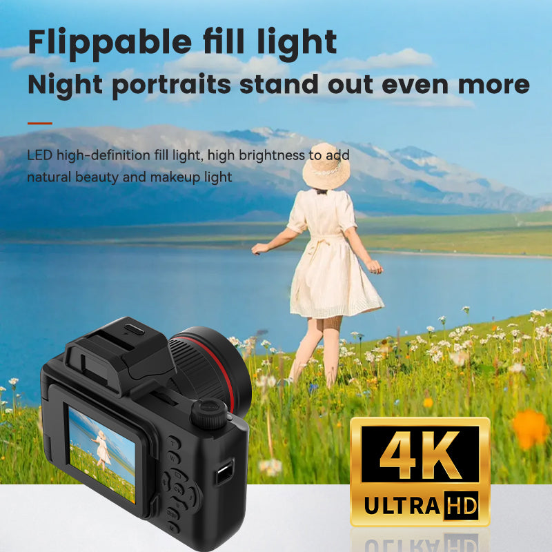 Mini 4K Digital Camera with Flip Screen β 48MP, 16X Zoom, Night Vision, and WiFi