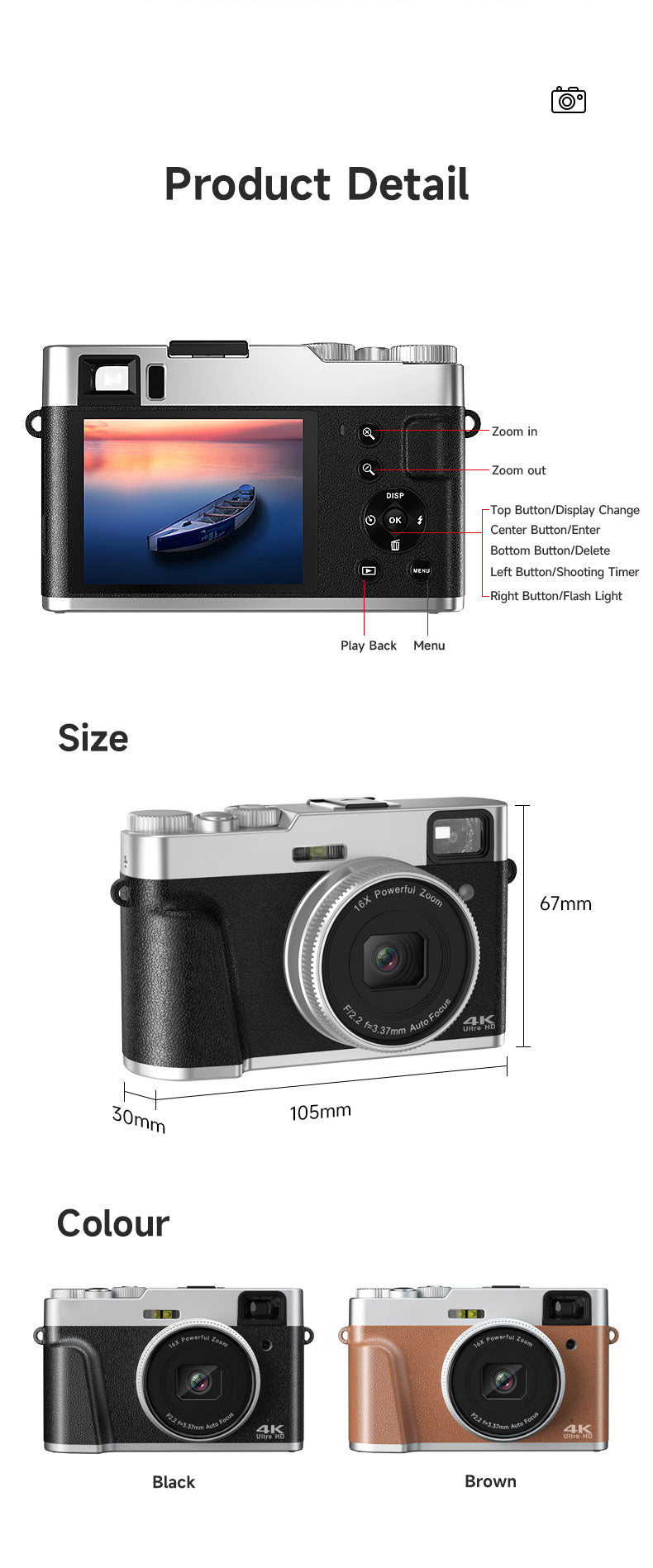 4K Digital Camera with Autofocus & 16X Zoom β Vlogging, Photography & HD Video Recording