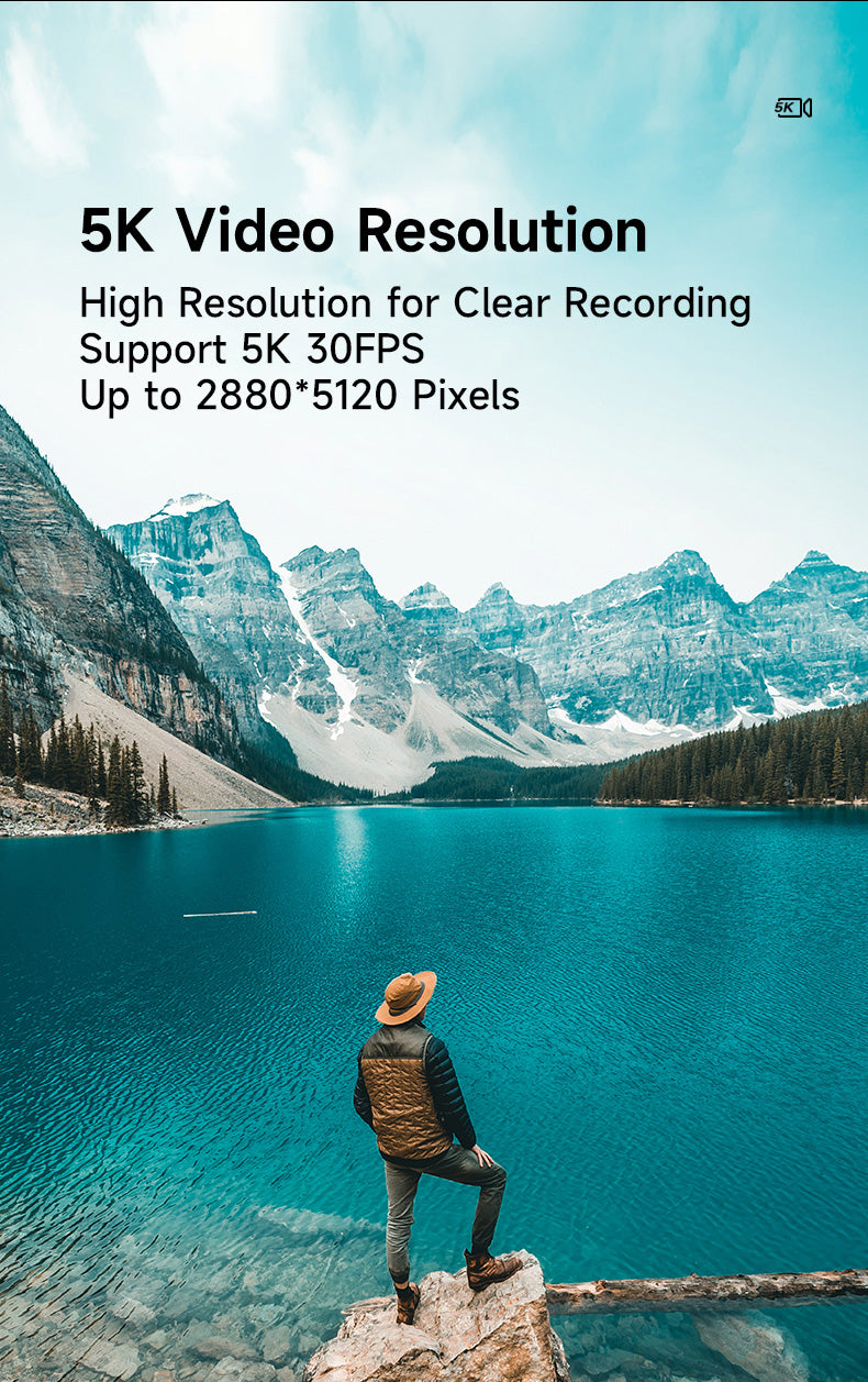 5K Touchscreen Video Camera with Night Vision – 48MP, WiFi, 16X Zoom & Anti-Shake Stabilization