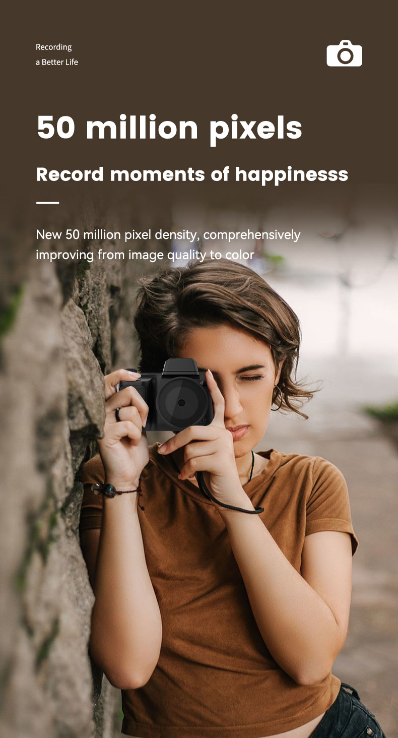 Mini 4K Digital Camera with Flip Screen – 48MP, 16X Zoom, Night Vision, and WiFi
